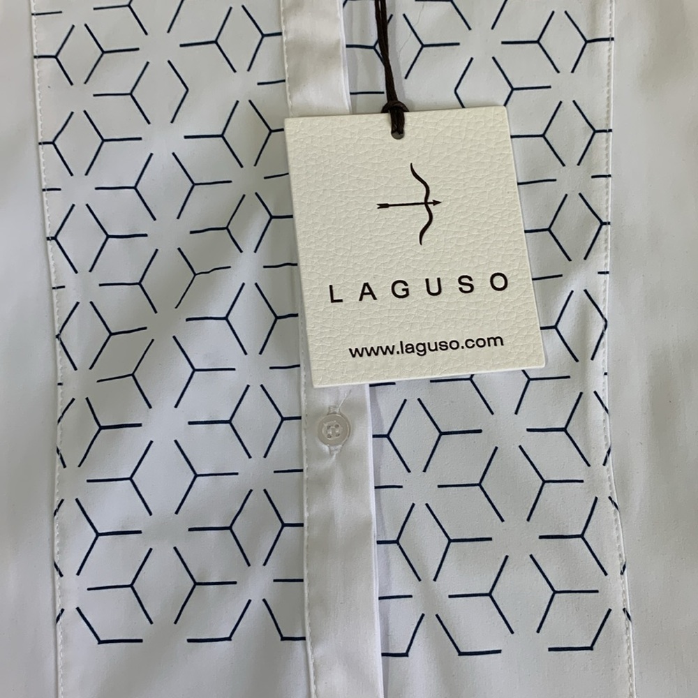 LAGUSO White Equestrian Show Shirt Small Long Sleeve Geometric Panel NWT - Picture 2 of 5